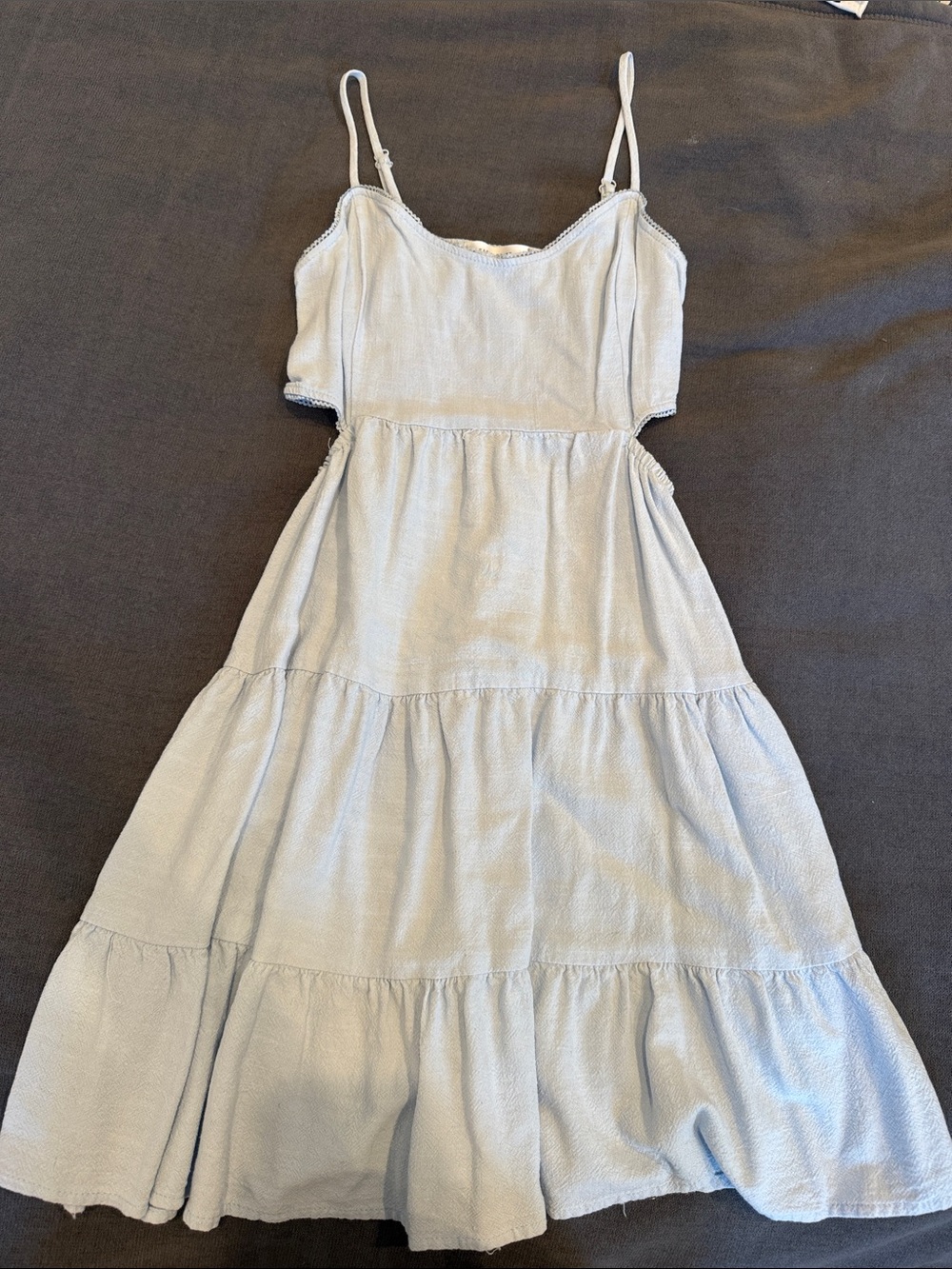 Altar'd State Pale Blue Tiered Spaghetti-Strap Mini Dress